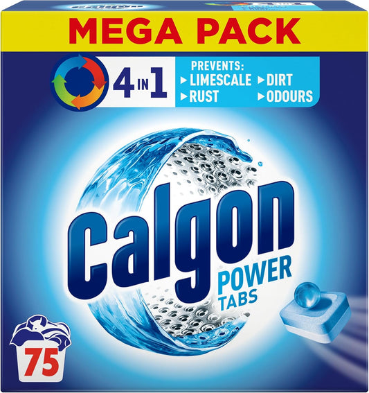 Calgon 4-in-1 Washing Machine Cleaner and Water Softener Tablets | 75 Count - XL Pack Size