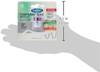 DenTek Temparin Max Home Dental Repair Kit for repairing lost fillings and loose caps, crowns or inlays - 12+/ 13+ Repairs(package may vary), silver