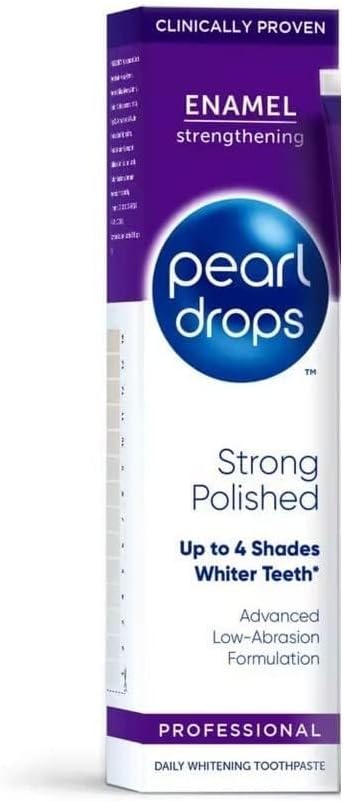 Pearl Drops Strong White Toothpaste, Polished Mint Flavour, Clinically Proven Whitening, Low Abrasion, Daily Use Formula, 75ml