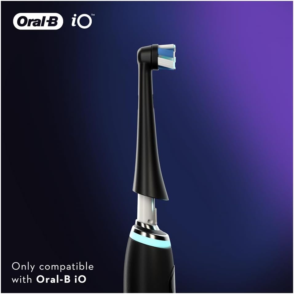 Oral-B iO Ultimate Clean Electric Toothbrush Head, Oral B Electric Toothbrush Heads, Twisted & Angled Bristles for Deeper Plaque Removal, Pack of 4 Toothbrush Heads, Oral B Io Brush Heads, Black