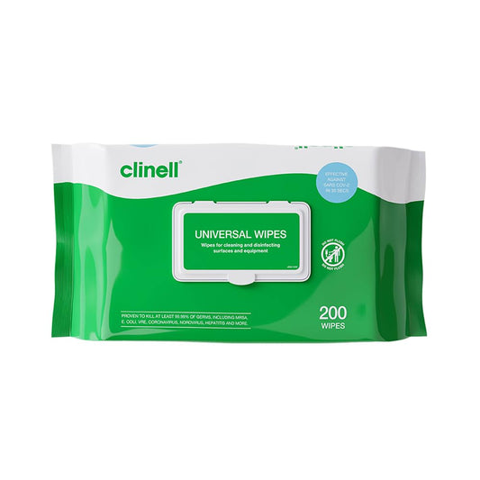 Clinell Universal Cleaning and Disinfectant Wipes for Surfaces (BCW200) - The Original Pack of 200 Regular Wipes - Multi Purpose Wipes, Kills 99.99% of Germs, Effective from 10 Seconds