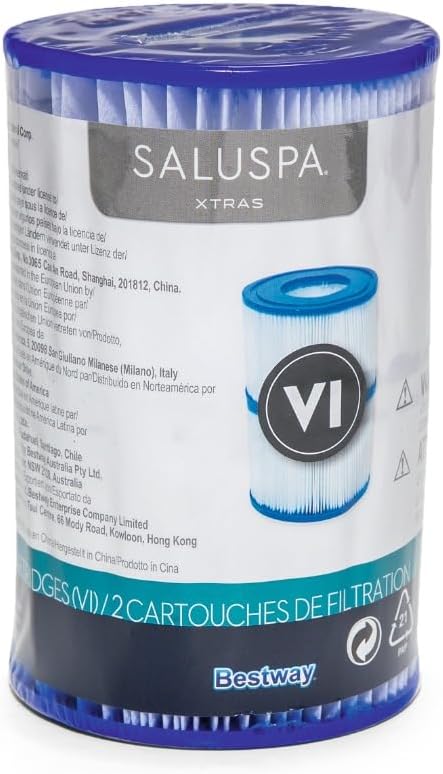 Bestway Lay-Z-Spa Hot Tub Filter Cartridge VI for All Lay-Z-Spa Models - Pack of 2, White