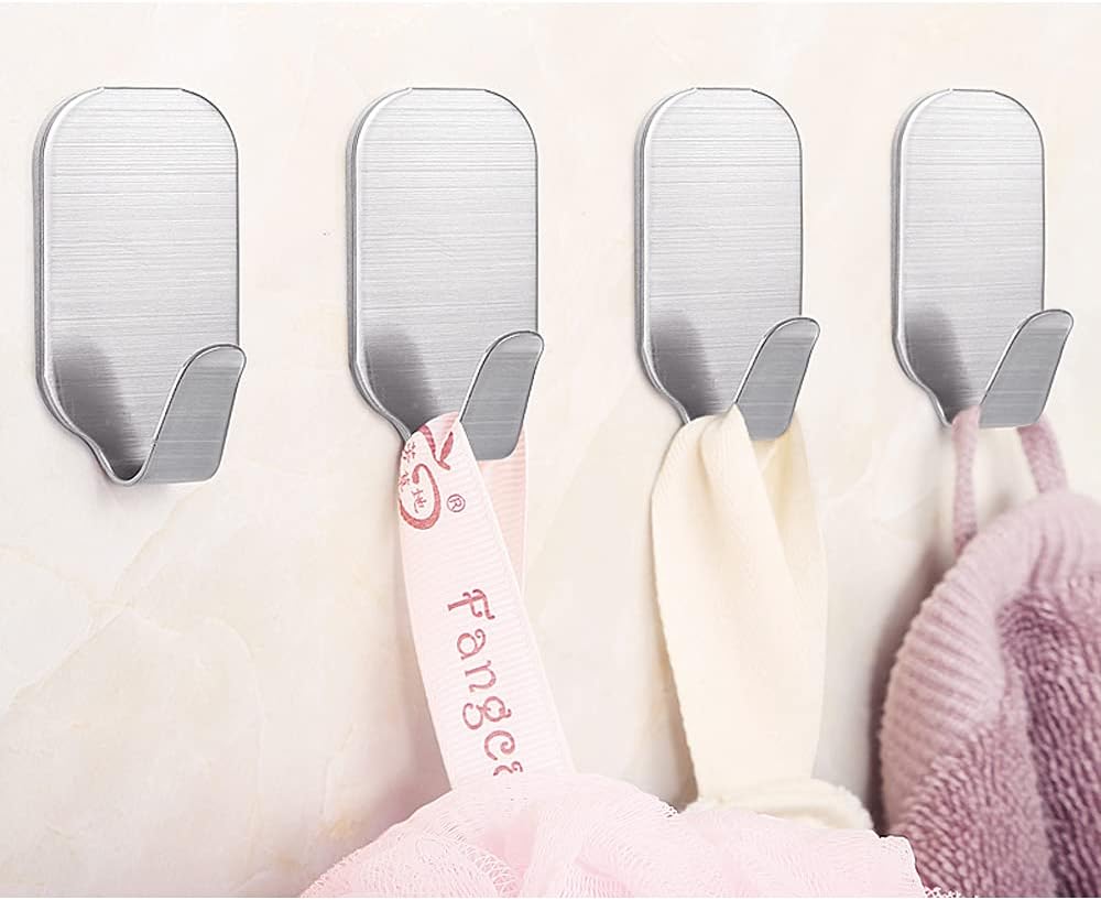 Kiemeu Small Sticky Hooks for Hanging Extra Strong Self Adhesive Hooks Heavy Duty Stick On Hooks for Walls, Wall Hangers Without Nails, Pack of 10