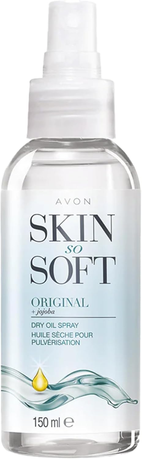 Avon Skin So Soft Dry Oil Spray 150ml | Locks in Moisture | Formulated with Jojoba Oil and Vitamin E | Quick Dry Formula | Cruelty Free,Clear