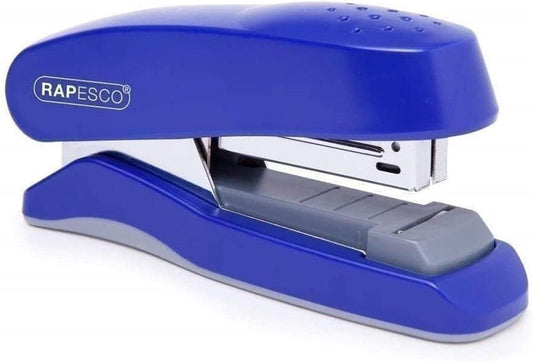 Rapesco 1143 Flat Clinch Half Strip Stapler, 25 Sheet Capacity, Blue