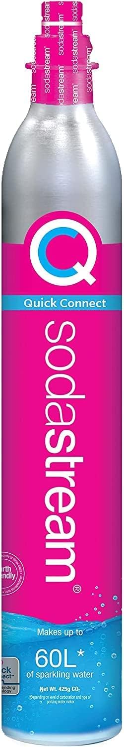 SodaStream - CO2 Cylinder for Sparkling Water Maker, Quick Connect Gas system, Makes 60 Litres Fizzy Drinks, Compatible with Terra, Duo and Art, Reduce Plastic Waste, Pink