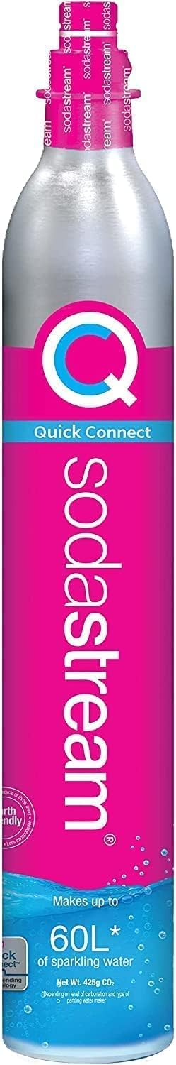 SodaStream - CO2 Cylinder for Sparkling Water Maker, Quick Connect Gas system, Makes 60 Litres Fizzy Drinks, Compatible with Terra, Duo and Art, Reduce Plastic Waste, Pink