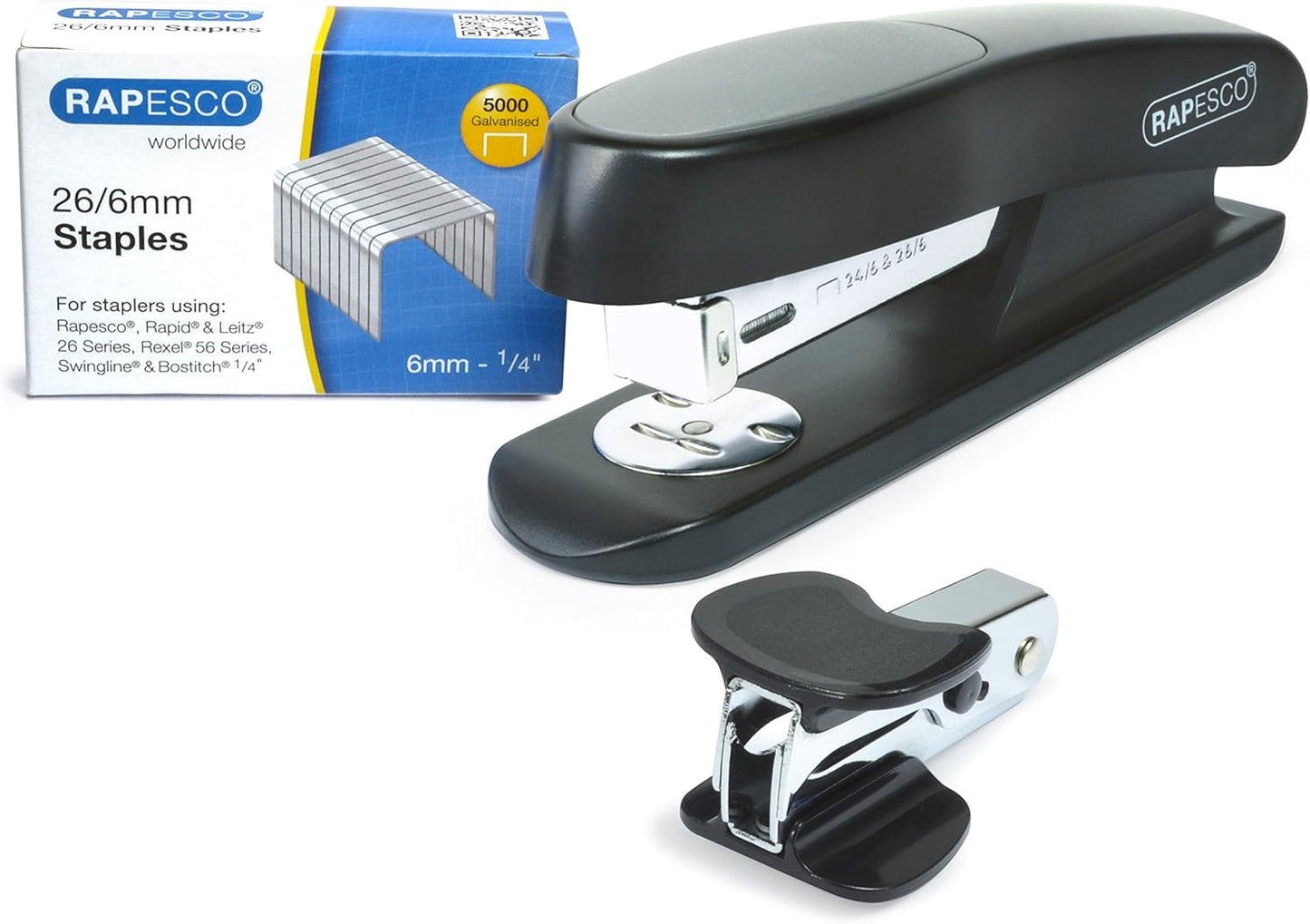 Rapesco 1472 Germ-Savvy Antibacterial, Sting Ray Stapler with R4 Staple Remover & 5000 x 26/6 mm Staples, Black, Bundle Visit the Rapesco Store