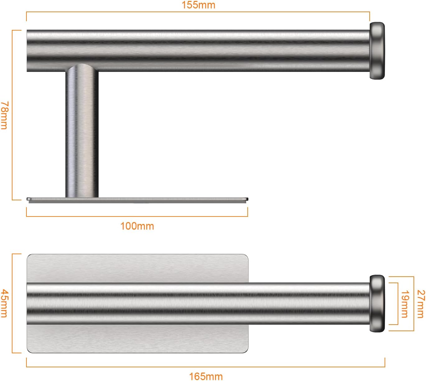 Ibergrif MK34052 Chrome Toilet Roll Holder Wall Mounted, Self Adhesive Toilet Paper Holder for Bathroom & Kitchen, Waterproof, No Drilling