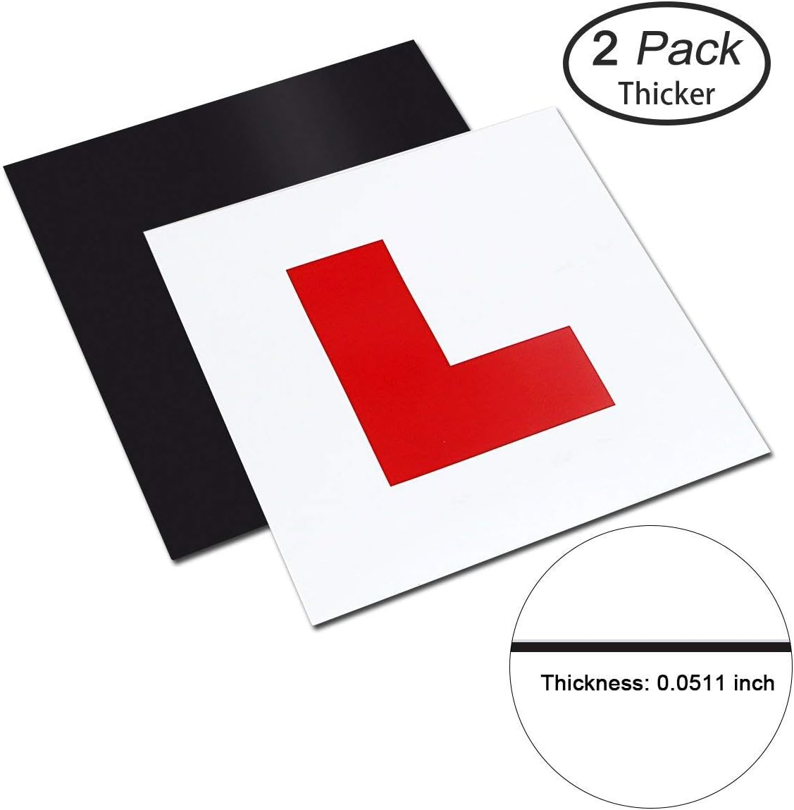 Onarway Fully Magnetic Car L-Plates Red L Plate 2 Pack for Car Magnetic Extra Thick Strong Learner Plates, No Melting No Blow off Easy to Move without Scratching Painting off