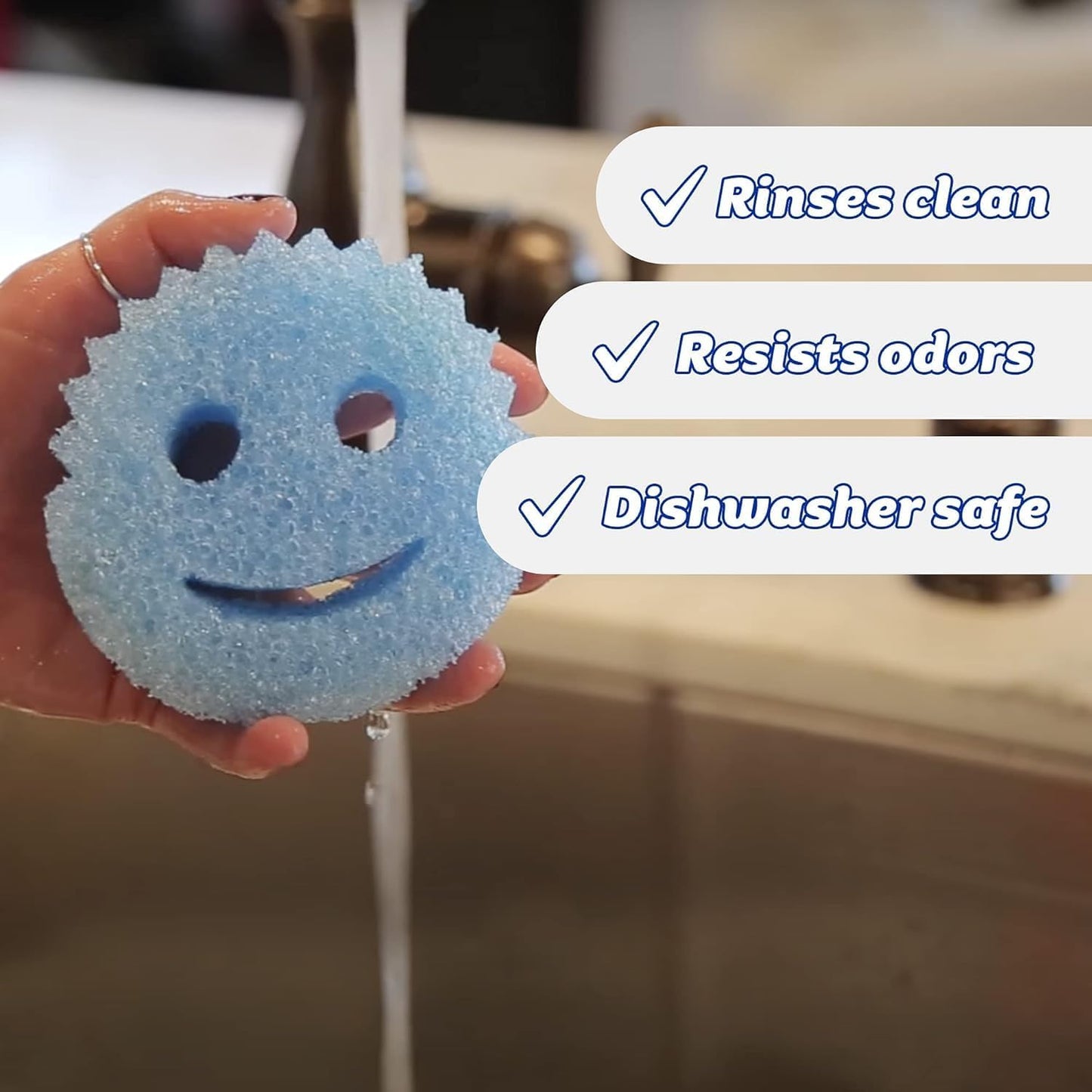 Scrub Daddy Colors, Sponge Scrubber Multipack, Dish Sponges for Washing Up, Texture Changing Non Scratch Scourers, Cleaning Products for Kitchen & Bathroom, Odour Resistant, Dishwasher Safe, Pack of 3