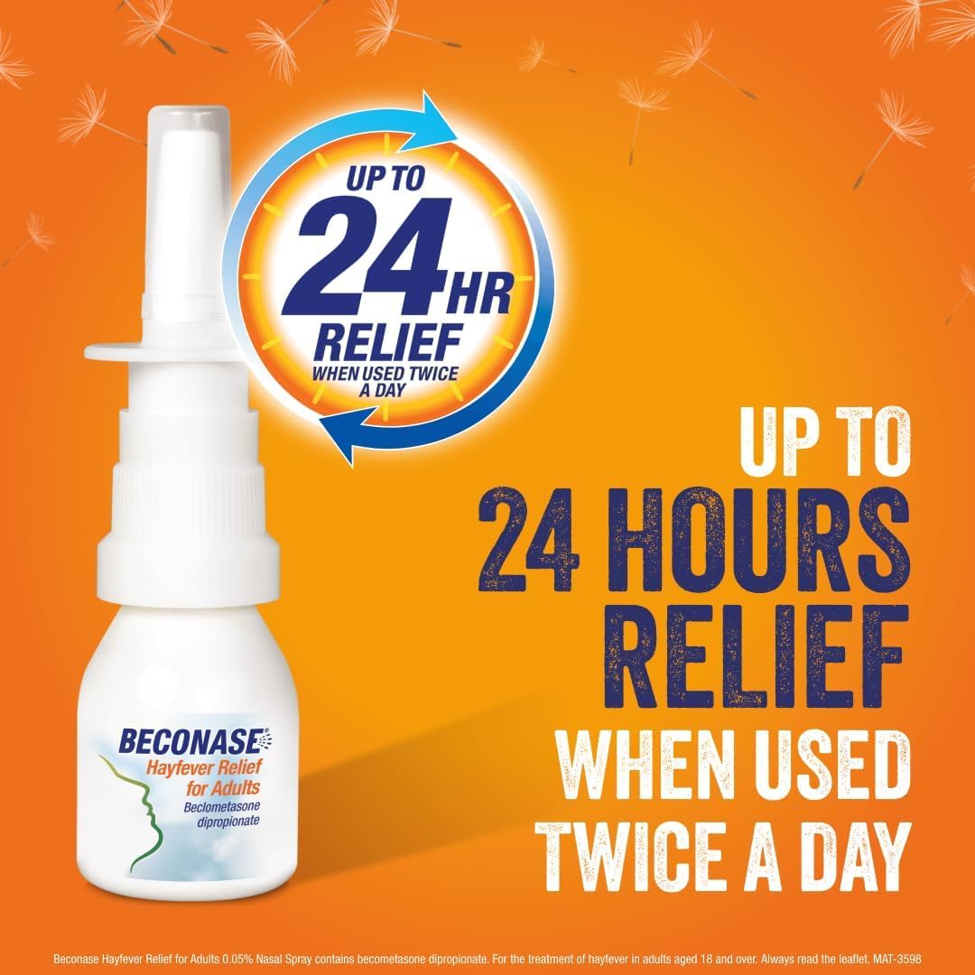 Beconase 8 in 1 Hayfever Relief Nasal Spray (100 Spray Bottle) - Long Lasting Effective Relief From Hayfever - Portable and lasts Up To 24 Hours when used twice a day - Non Drowsy