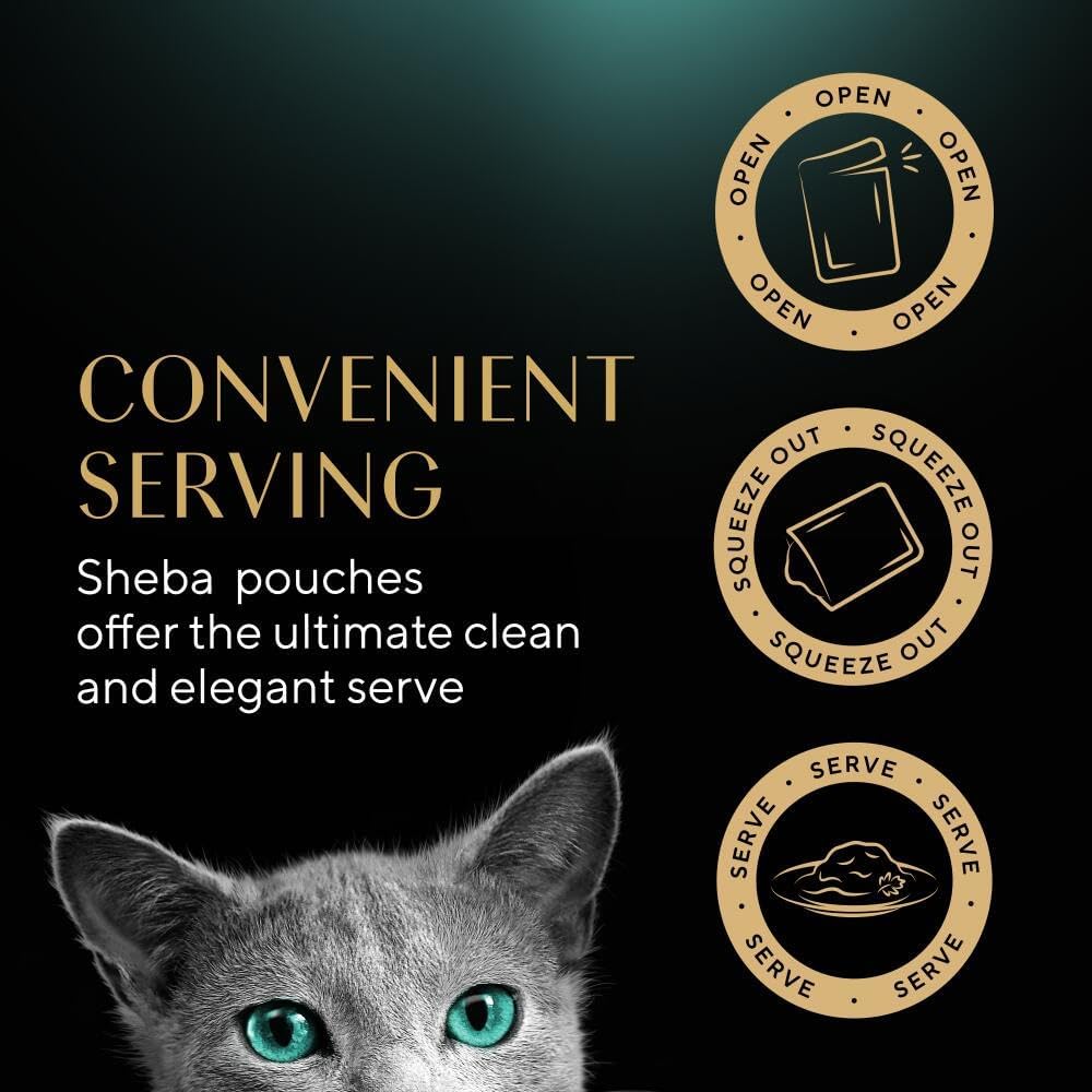 SHEBA - Adult Wet Cat Food Pouches- 40 x 85 g - Poultry - Bulk Cat Food Megapack - 40 Jelly Pouches