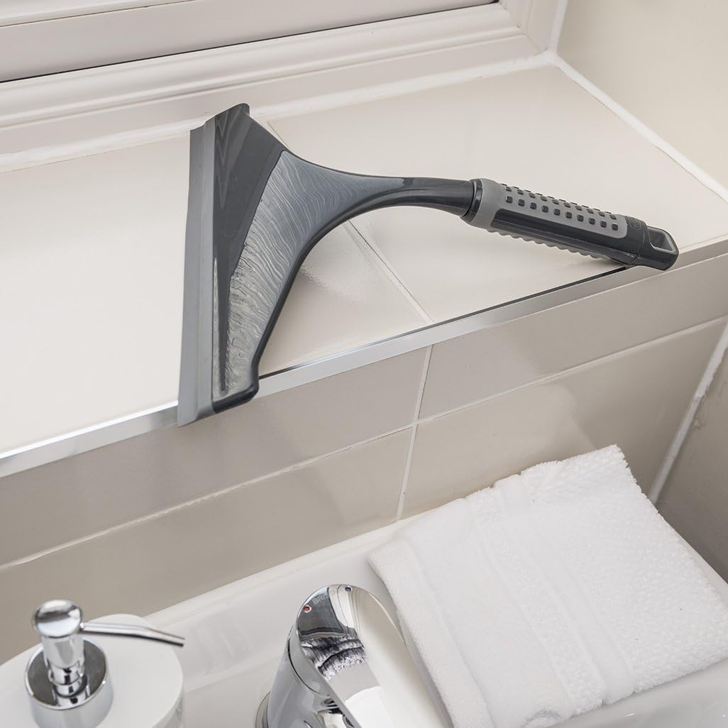 Addis ComfiGrip Shower And Window Squeegee In Metallic and Graphite, 4 x 24 x 27 cm