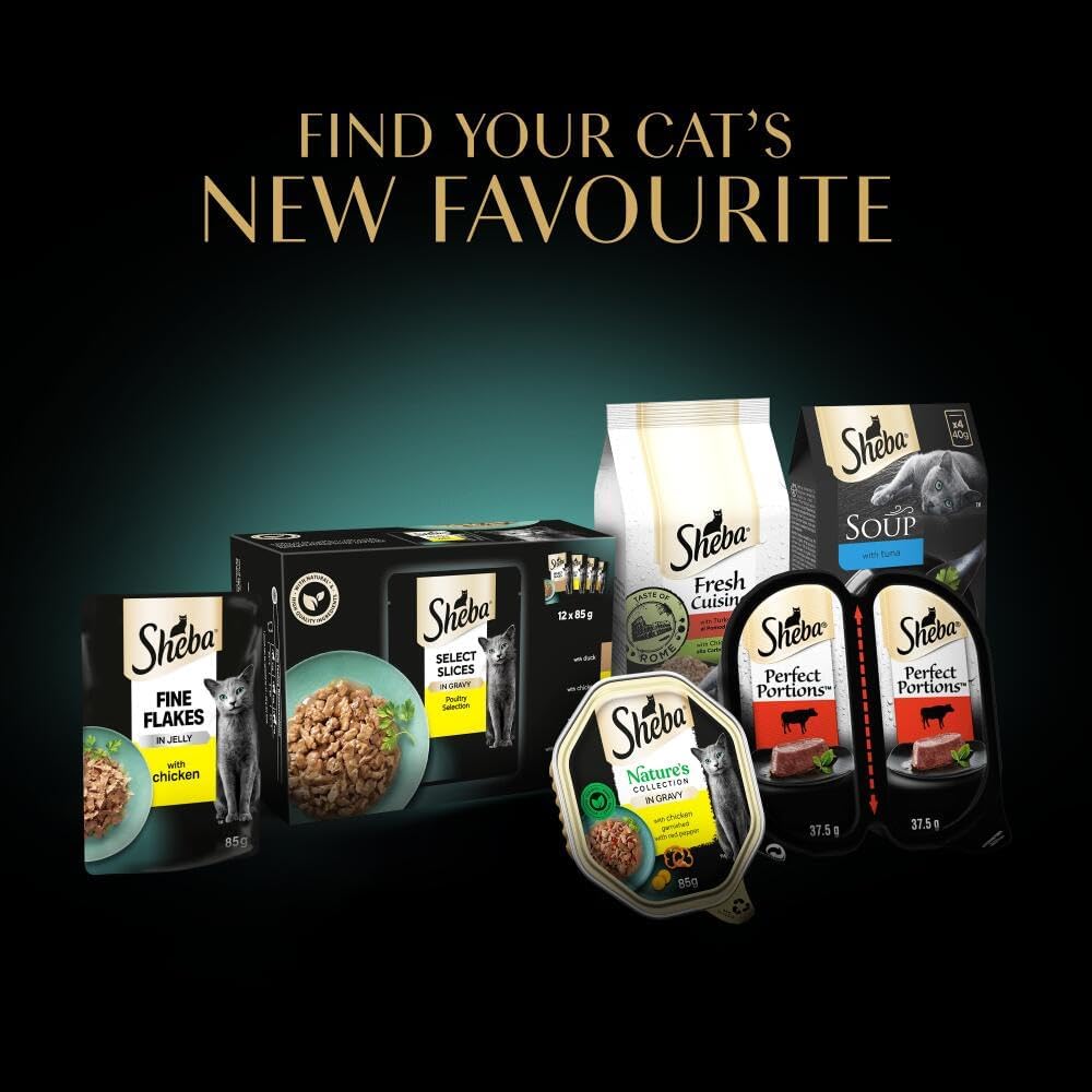 SHEBA - Adult Wet Cat Food Pouches- 40 x 85 g - Poultry - Bulk Cat Food Megapack - 40 Jelly Pouches