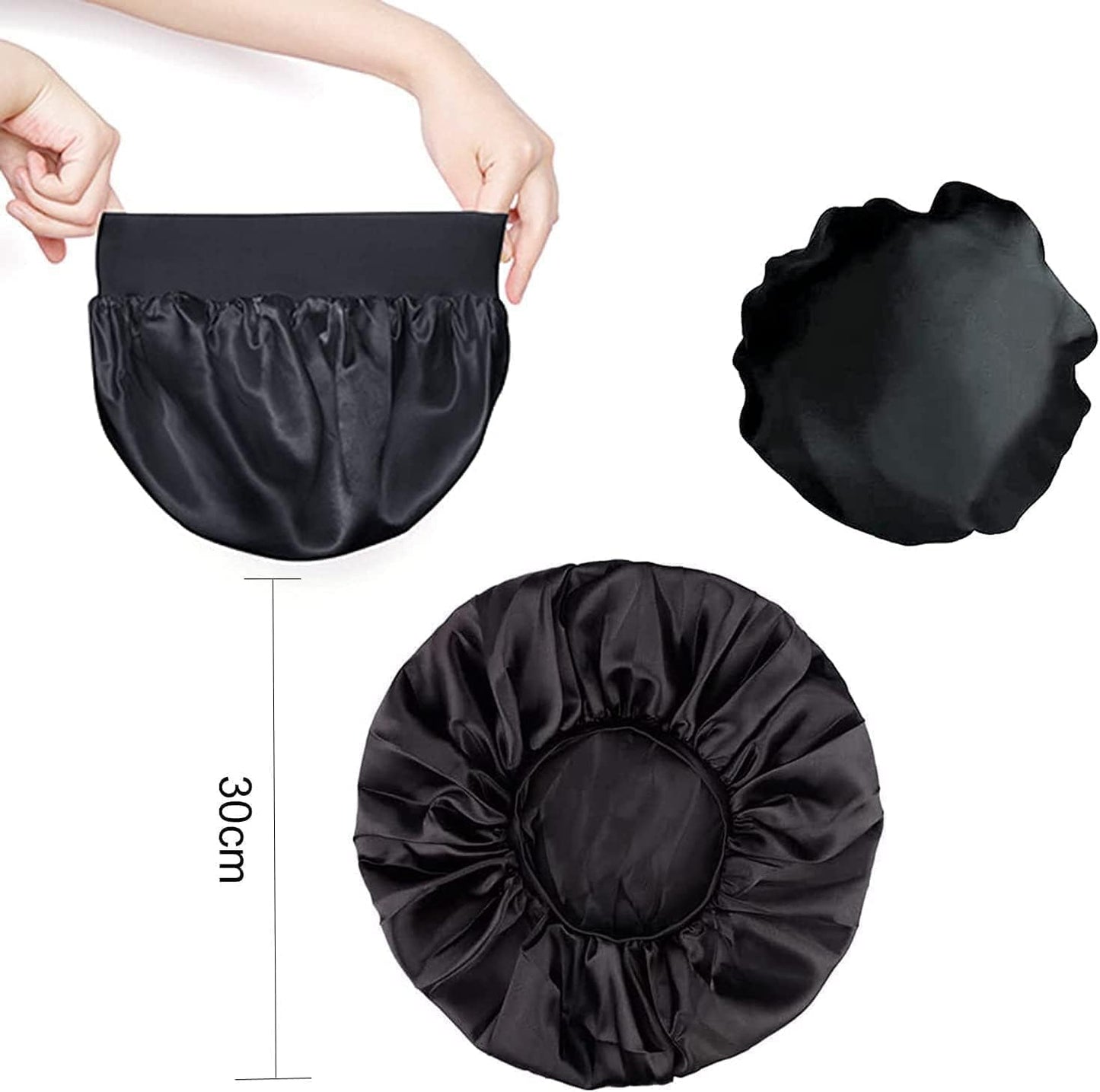 Silk Hair Wrap for Sleeping, Hair Bonnet, 1pcs Night Sleep Cap for Women Girls, Hair Care Head Cover Elastic Hat for Black Curly Hair.