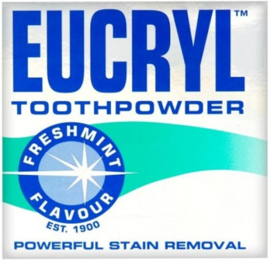 Eucryl Freshmint Toothpowder, Tooth Whitening Powder, Powerful Stain Remover, For Tobacco, Tea, Coffee & Wine Stains, Unique Polishing Action, 1 x 50g