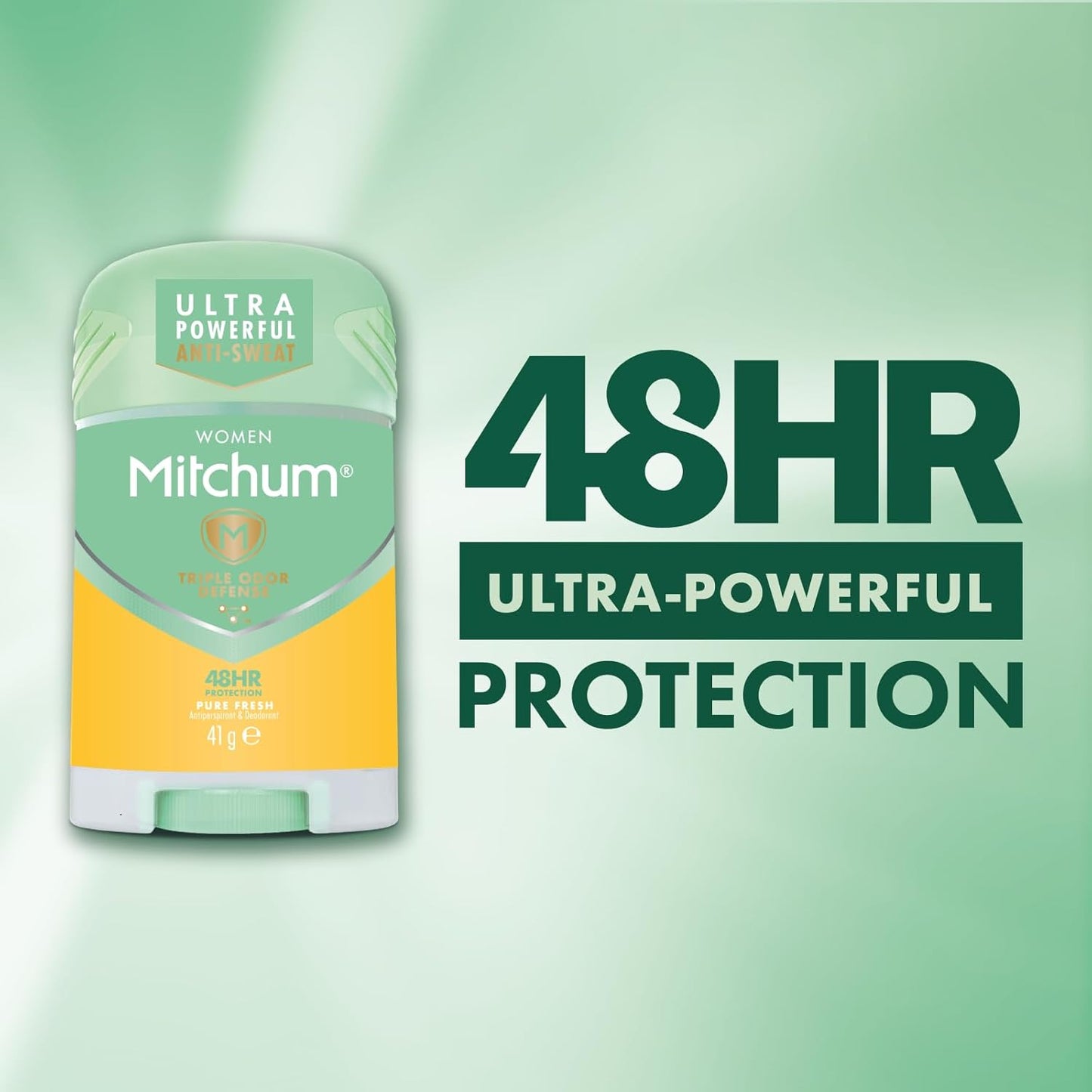 Revlon Mitchum Women Triple Odor Defense 48HR Protection Deodorant Stick and Antiperspirant Pure Fresh, Dermatologist Tested, 41 g (Pack of 1)
