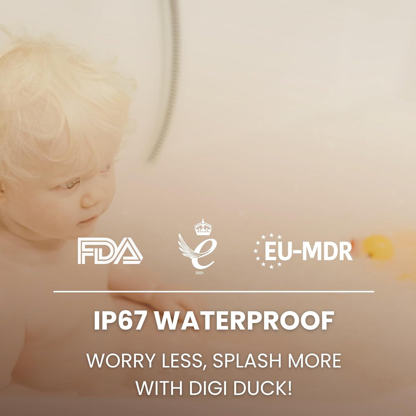 TensCare Digi Duckling Digital Water LCD Thermometer and Baby Bath Time Toy, yellow , Pack of 1