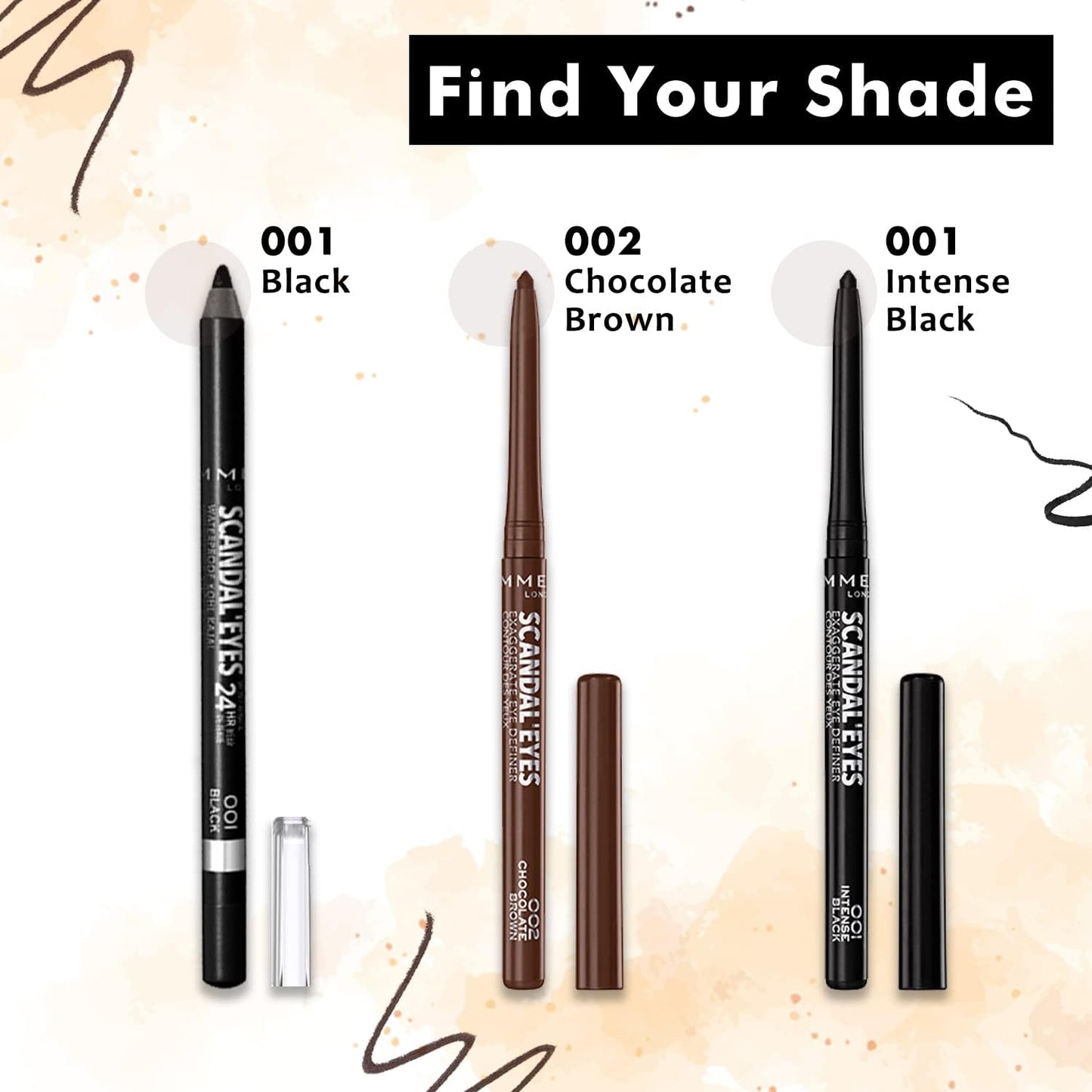 Rimmel London Scandaleyes Exaggerate Eye Definer, 001 Intense Black, 0.35g