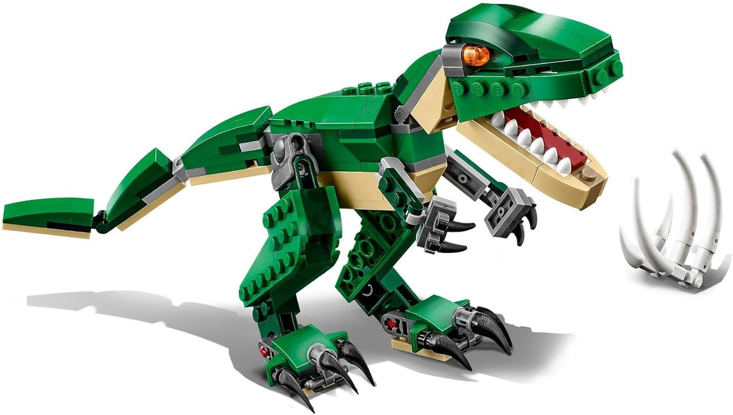 LEGO 31058 Creator Mighty Dinosaurs Toy, 3 in 1 Model, T. rex, Triceratops and Pterodactyl Dinosaur Figures, Gifts for 7-12 Year Old kids, Boys & Girls