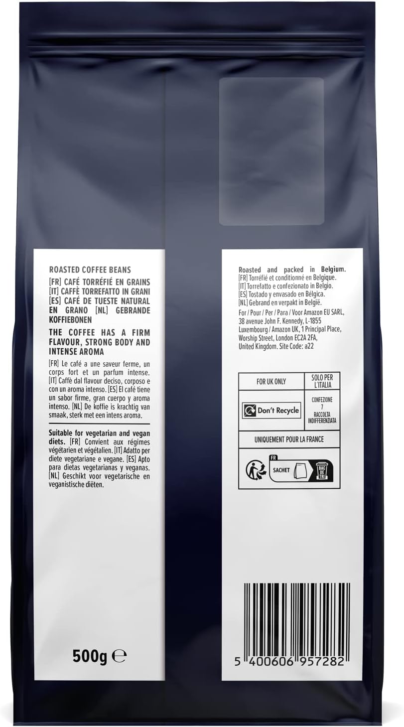 by Amazon Coffee Beans Caffè Intenso, Light Roast, 1kg (2 Packs of 500g), Rainforest Alliance Certified