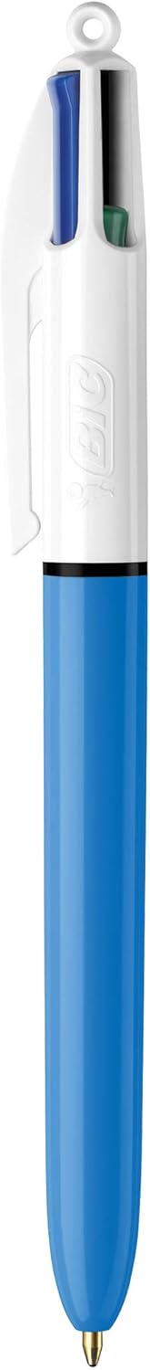 BIC 4 Colours Original Pens, Multi Coloured Pens All In One, Biro Pens, Medium 1.0mm, Green, Blue, Red, Black, 3 Pens Per Pack, 1 Pack
