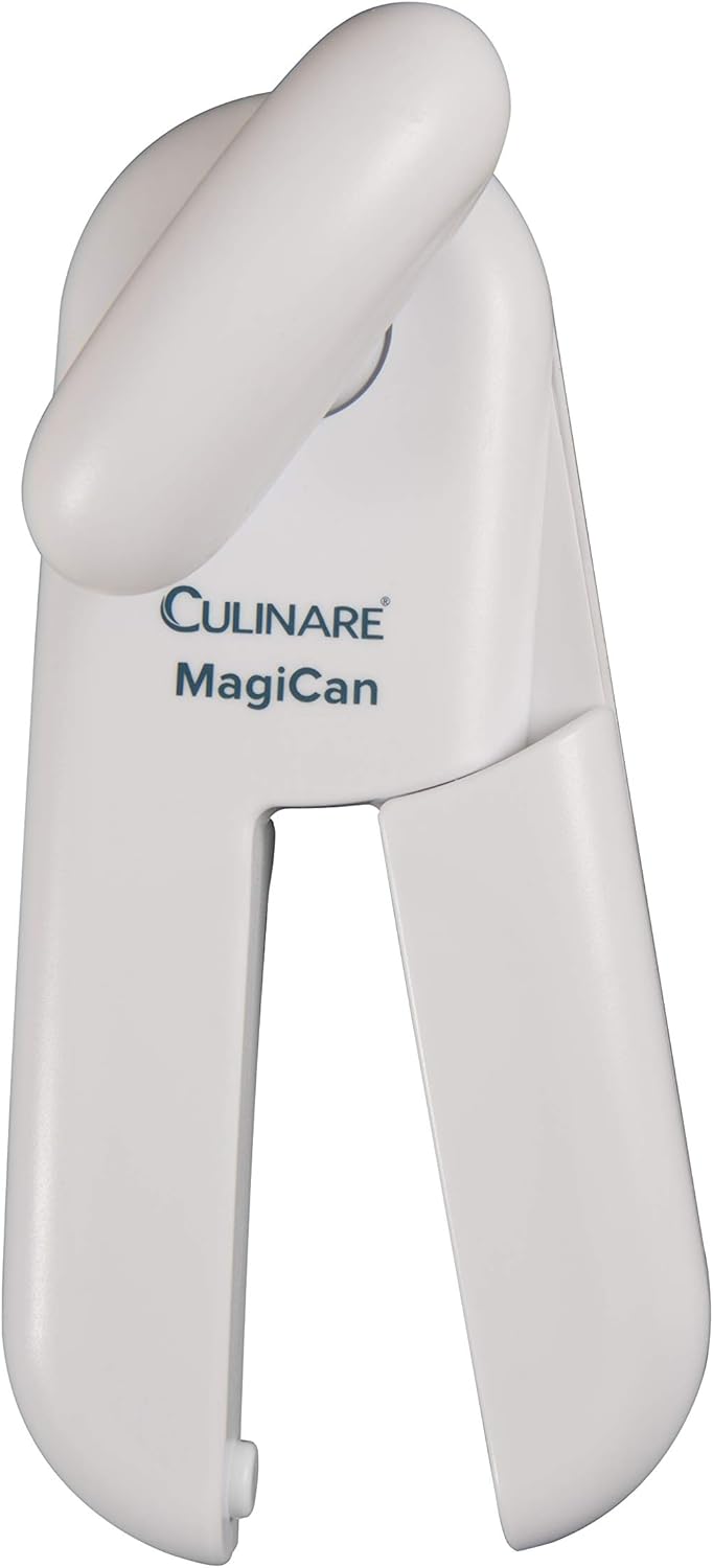 Culinare C10015 MagiCan Tin Opener, White, Plastic/Stainless Steel, Manual Can Opener, Comfortable Handle for Safety and Ease