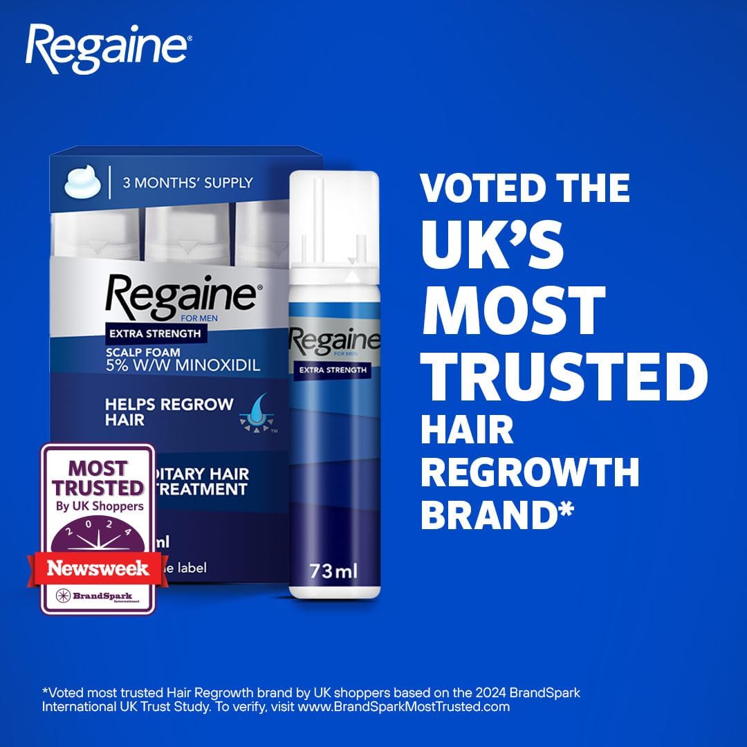 Regaine Extra Strength Scalp Cutaneous Foam (3x 73 ml), Treatment for Regrowth in Men with 5% Minoxidil, for Male Hair Loss
