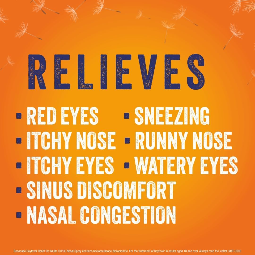 Beconase 8 in 1 Hayfever Relief Nasal Spray (100 Spray Bottle) - Long Lasting Effective Relief From Hayfever - Portable and lasts Up To 24 Hours when used twice a day - Non Drowsy