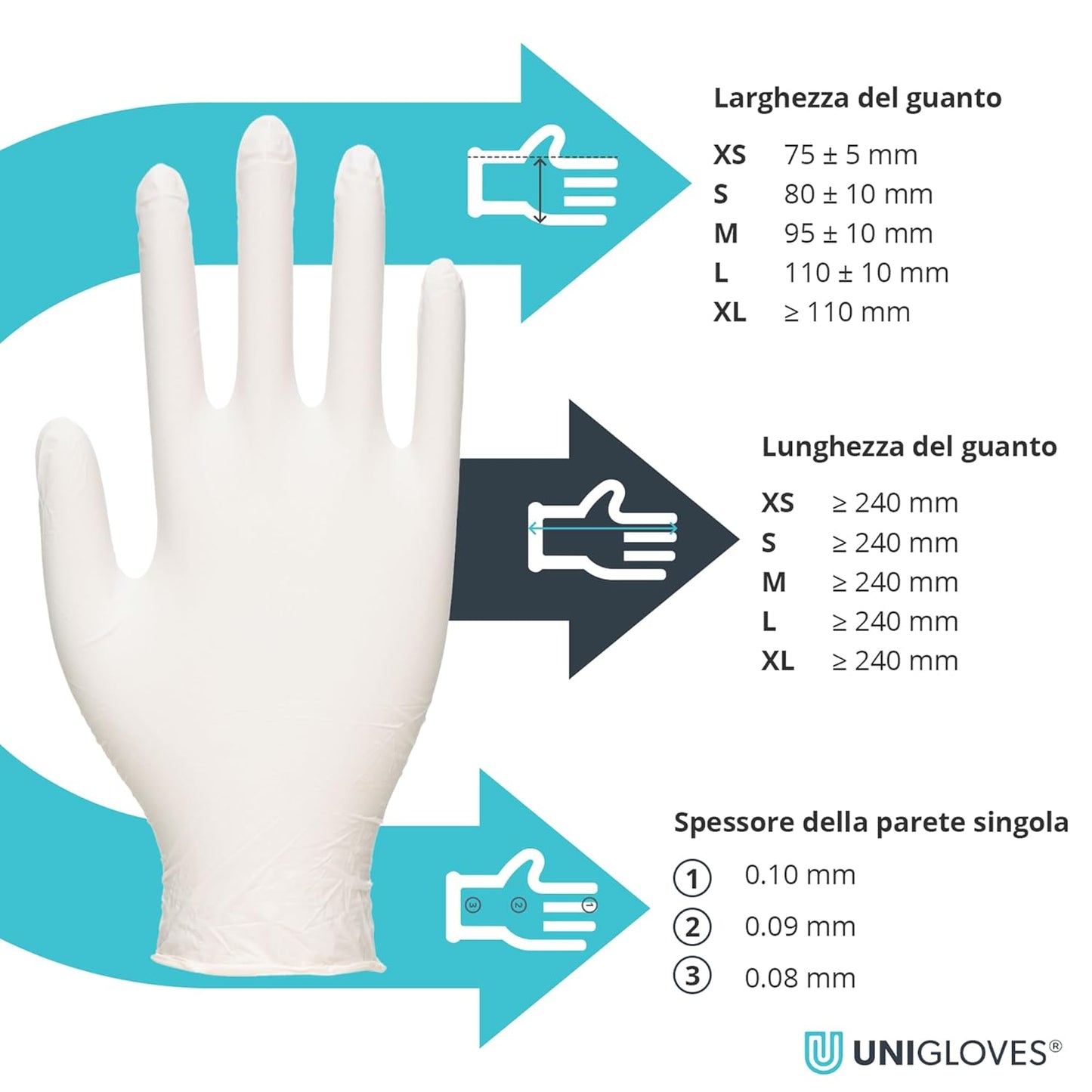 Unigloves Unicare Latex GS0023 Single Use - Multipurpose, Lightly Powdered Disposable Gloves, Box of 100 Gloves, Natural, Medium