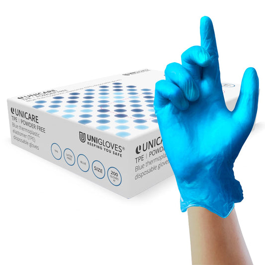 Unicare Disposable Gloves Blue TPE - Box of 200 - Size Small (GS0232)