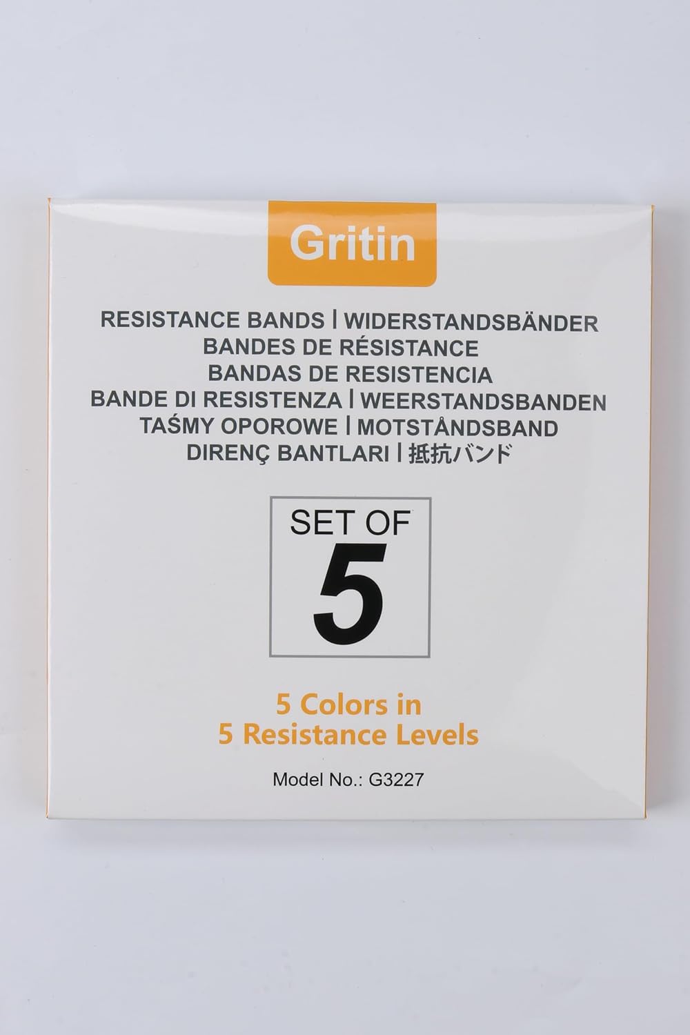 Gritin Resistance Bands, Set of 5 Skin-Friendly Resistance Fitness Exercise Loop Bands with 5 Different Strength Levels - Carrying Case Included - Ideal for Home, Gym, Yoga, Training