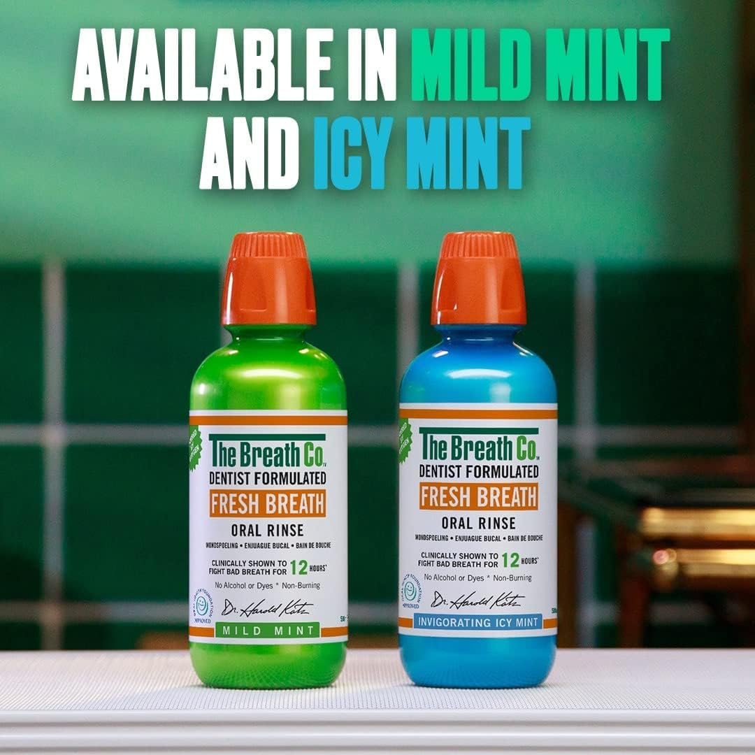 The Breath Co. Alcohol Free Mouthwash. Dentist Formulated Oral Rinse for 12 Hours of Fresh Breath, Icy Mint Flavour, 500 ml