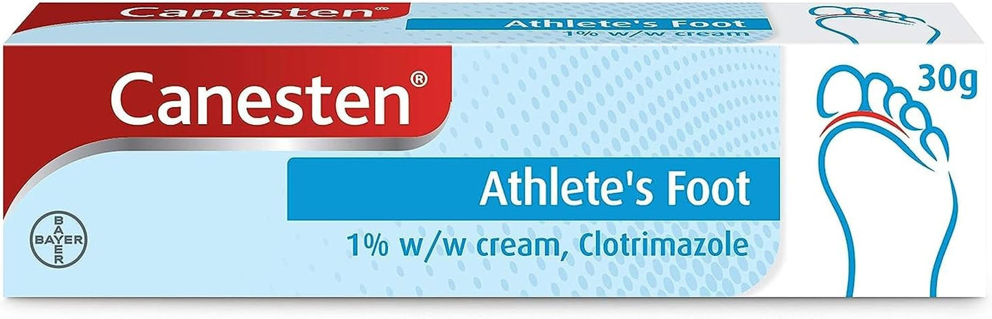Canesten Athlete’s Foot 1% w/w Cream | Effective Athlete’s Foot Treatment | Soothes Itching | Destroys Athlete’s Foot Fungi | Antifungal Cream | Big pack |30 g (Pack of 1)