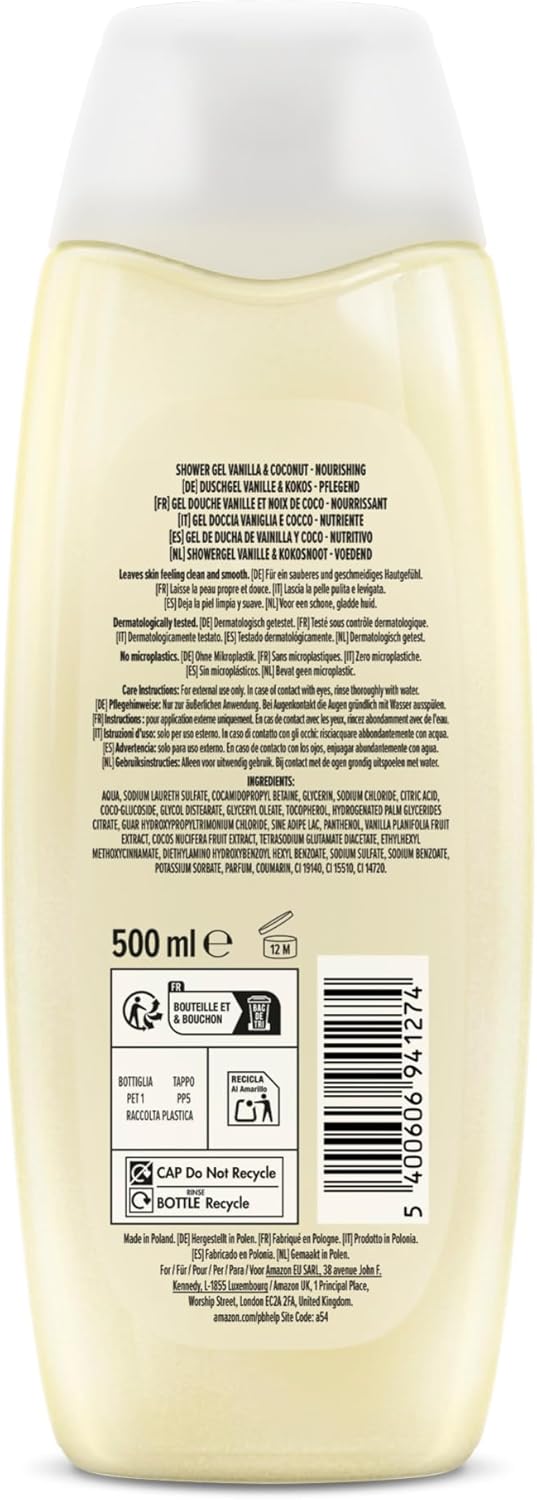 by Amazon Vanilla & Coconut Shower Gel, 2 x 500ml