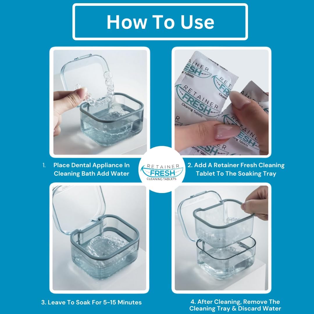 Retainer Cleaner Tablets - 36 Tablets 1 Month Retainer Fresh - Retainer Cleaning Tablets, Mouth Guard Cleaner, Denture Cleaner, Aligner Cleaner, Brite Retainer Tablets