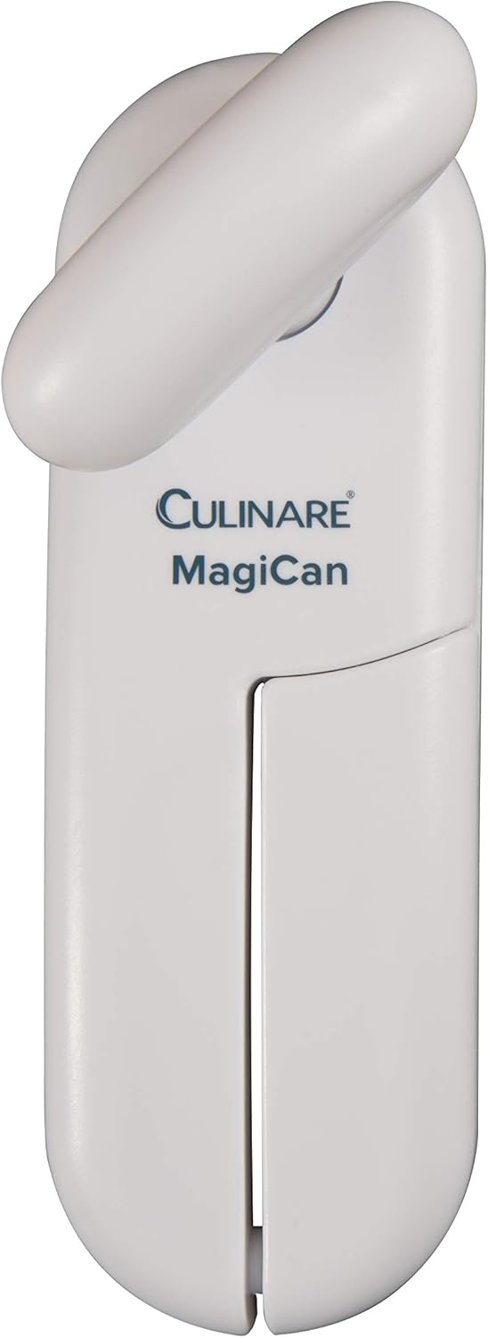 Culinare C10015 MagiCan Tin Opener, White, Plastic/Stainless Steel, Manual Can Opener, Comfortable Handle for Safety and Ease