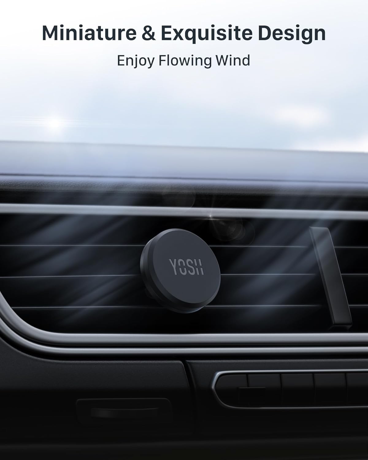 YOSH Car Phone Holder, Magnetic Phone Holder with Strong Upgraded Magnets, Super Stable Air Vent Cradle Compatible with iPhone & Samsung Includes Metal Plates, Car Accessories