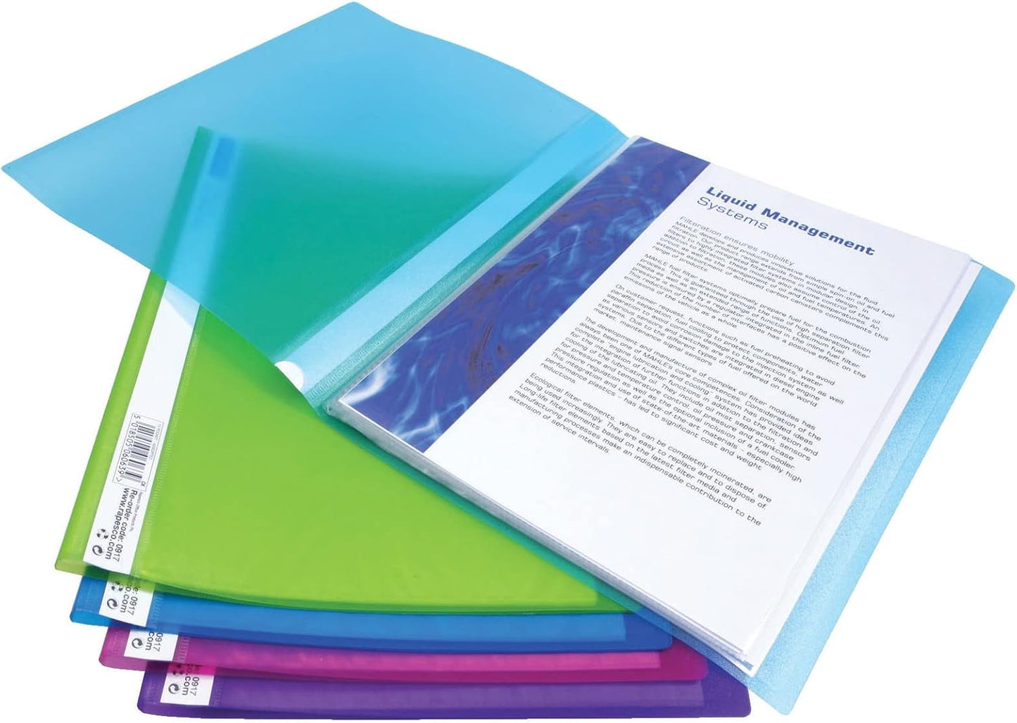 Rapesco 0915 A4 Flexi Presentation 10-Pocket Display Book, Assorted Colours, Pack of 10