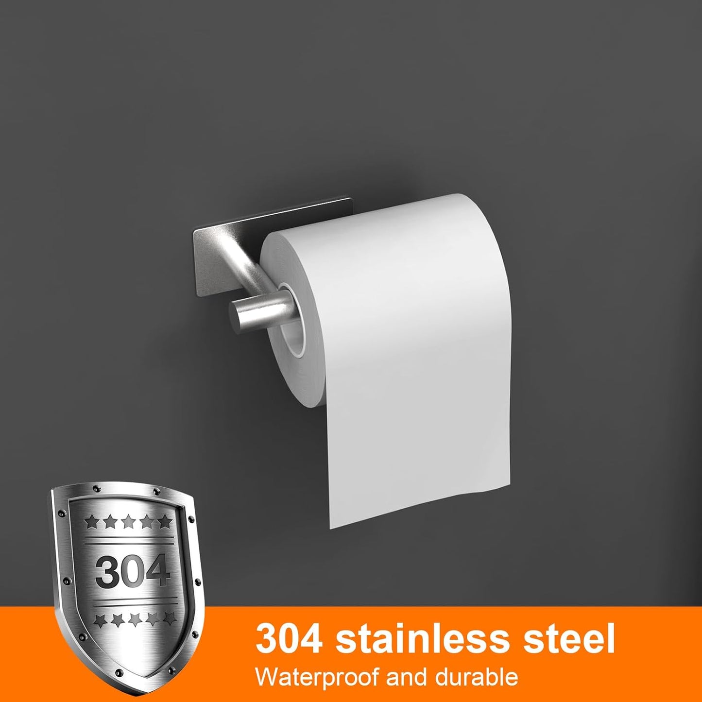 Ibergrif MK34052 Chrome Toilet Roll Holder Wall Mounted, Self Adhesive Toilet Paper Holder for Bathroom & Kitchen, Waterproof, No Drilling