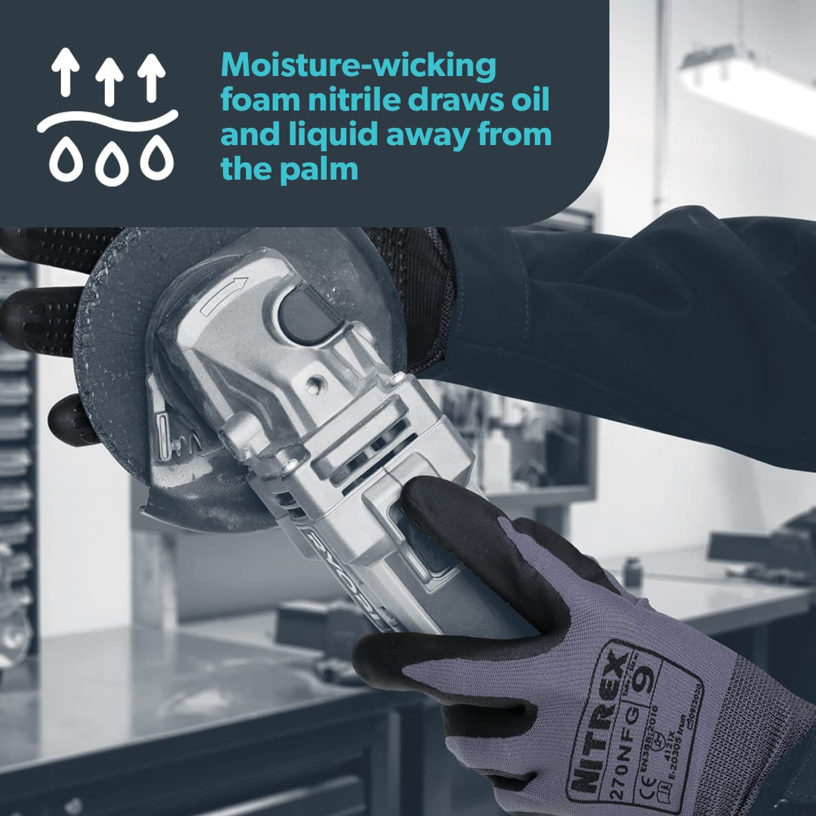 Nitrex 270NFG Work Gloves - General Handling Safety Gloves, Abrasion Resistant with Sandy / Foam Palm Coating, Enhanced Grip, Mechanical and Industrial Protection - 10 Pairs - Size 6