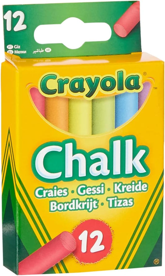 CRAYOLA Anti-Dust Coloured Chalk - Assorted Colours (Pack of 12) | Smooth Texture Makes Writing & Drawing on Blackboards Easy!