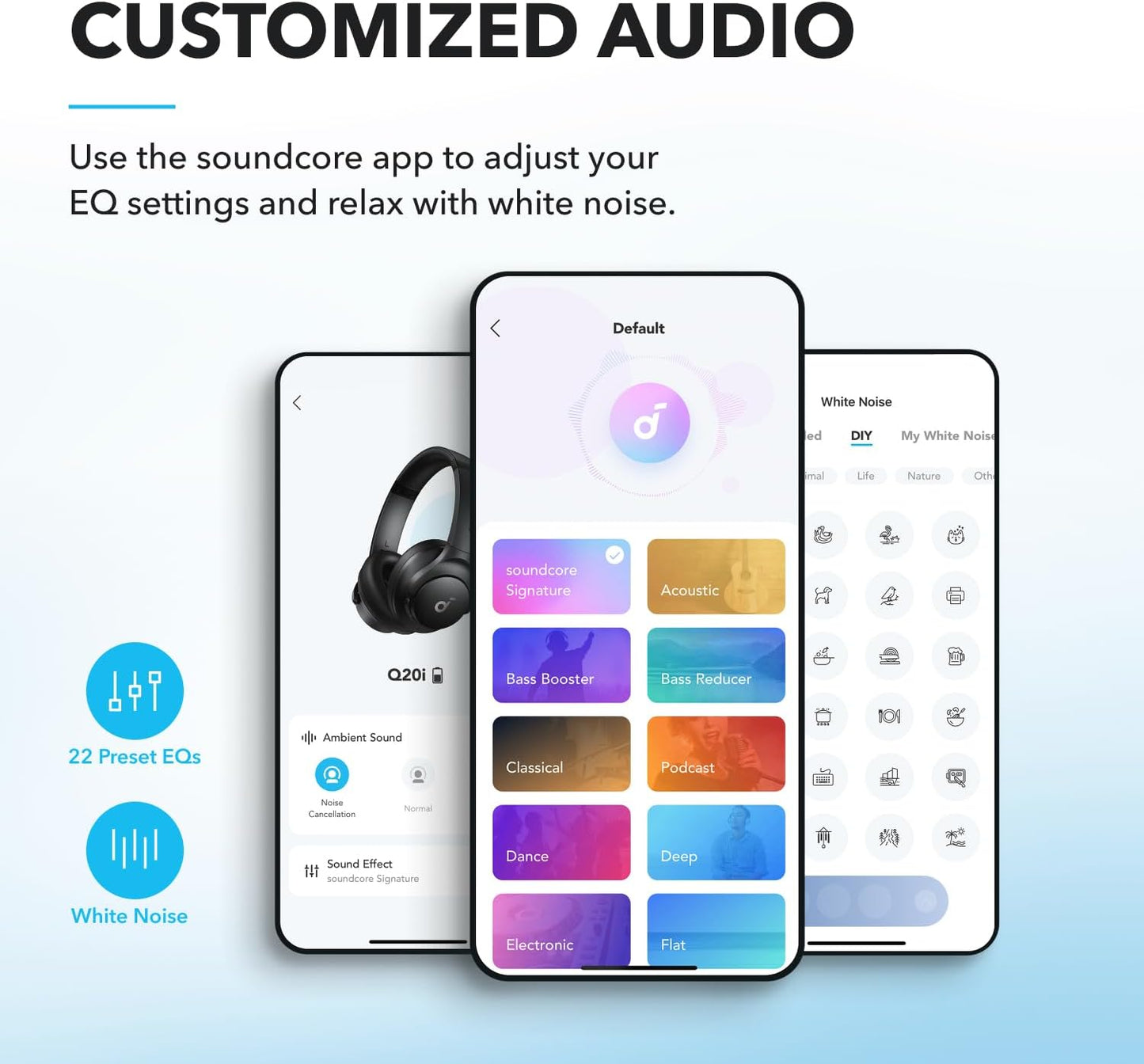 soundcore by Anker Q20i Hybrid Active Noise Cancelling Foldable Headphones, Wireless Over-Ear Bluetooth, 40H Long ANC Playtime, Hi-Res Audio, Big Bass, Customize via an App, Transparency Mode