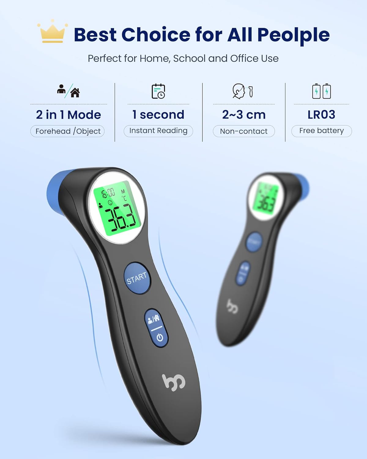 Forehead Thermometer for Adults Kids, No-Touch Infrared LCD Display Digital Baby Thermometers Body Temperature Thermometer