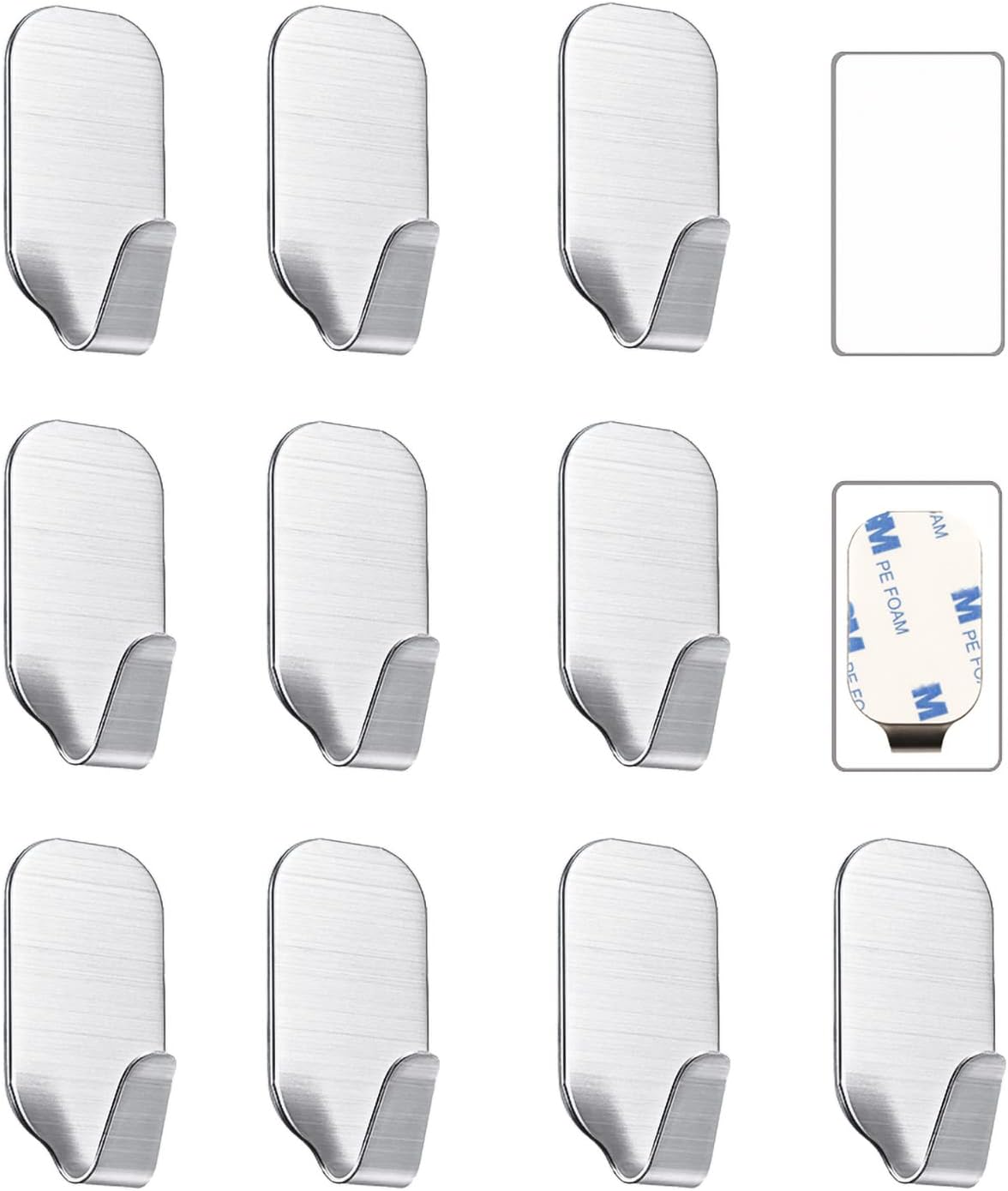 Kiemeu Small Sticky Hooks for Hanging Extra Strong Self Adhesive Hooks Heavy Duty Stick On Hooks for Walls, Wall Hangers Without Nails, Pack of 10