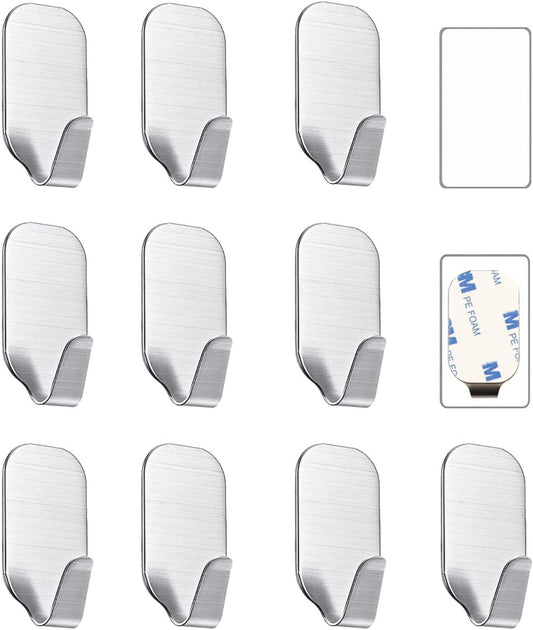 Kiemeu Small Sticky Hooks for Hanging Extra Strong Self Adhesive Hooks Heavy Duty Stick On Hooks for Walls, Wall Hangers Without Nails, Pack of 10