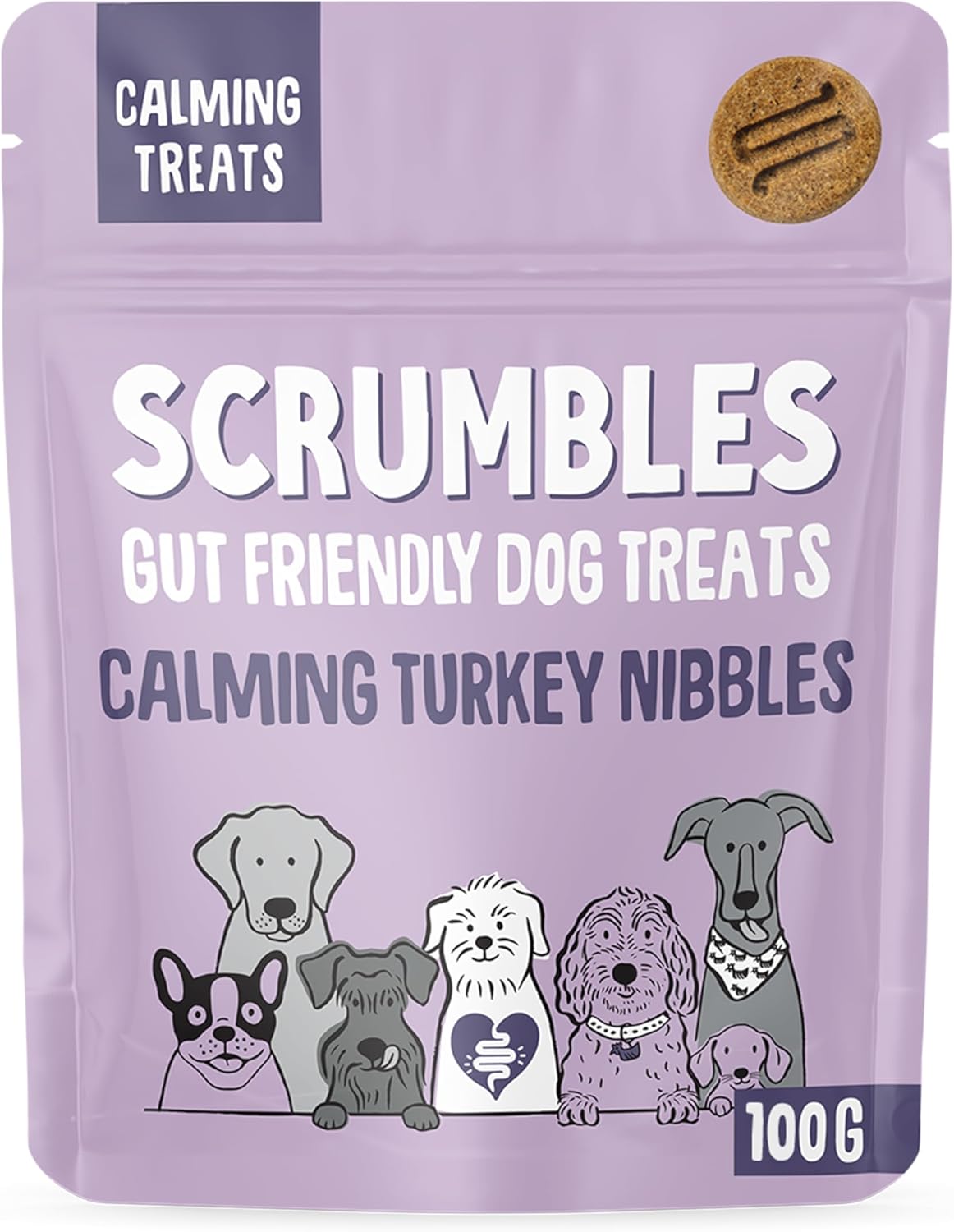 Scrumbles Nibbles, 100% Natural, Calming Dog Treats, Grain Free Turkey Training Treats, 100g pouch