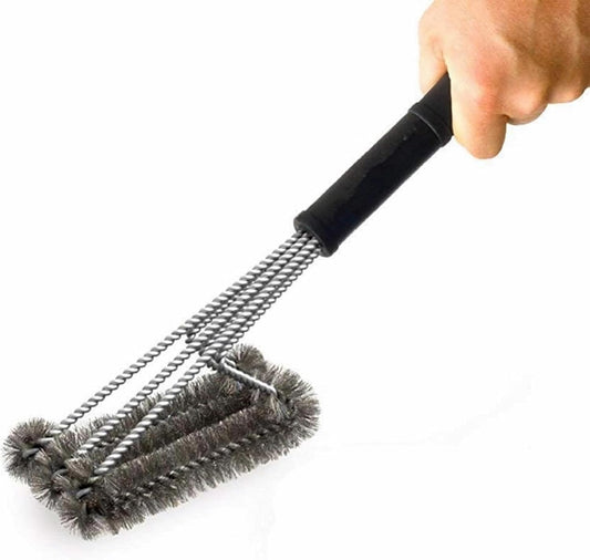 pepeng 18" Triangle Metal BBQ Grill Cleaning Brush, Heavy Duty 3-Branch Stainless Steel Barbecue Bristles Cleaner for Easier and Effective Clean