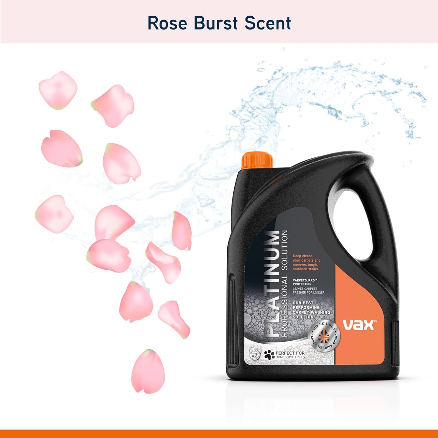 Vax Platinum Professional 4L Carpet Cleaner Solution, Stain Remover Shampoo, Rose Burst Scent, Neutralises Pet Odours, 1-9-142060, Charcoal